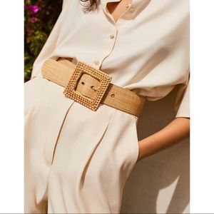 Mango rafia buckle belt